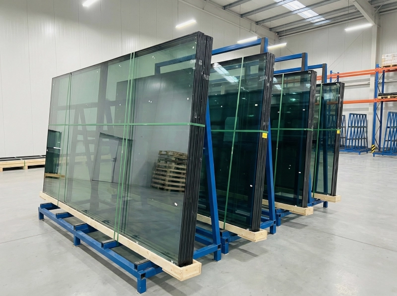 Glass shop floor WIP storage trolleys