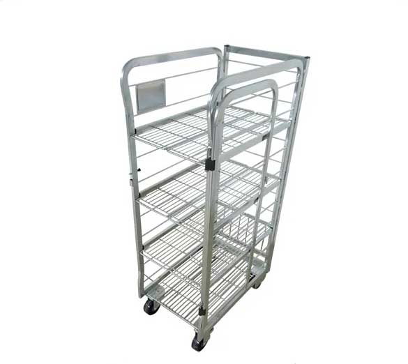 420x660x1299mm 250kg Four-wheel Rolling Pallet Metal Cages Storage Foldable Milk Trolley