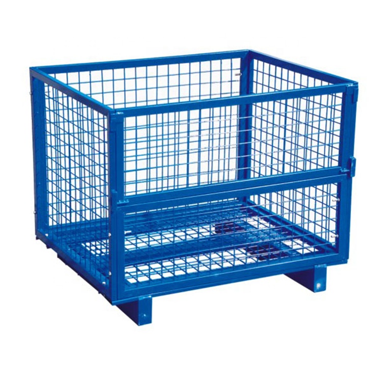 Metal Stackable Wire Mesh Pallet Cage Foldable Steel Mesh Box Pallet