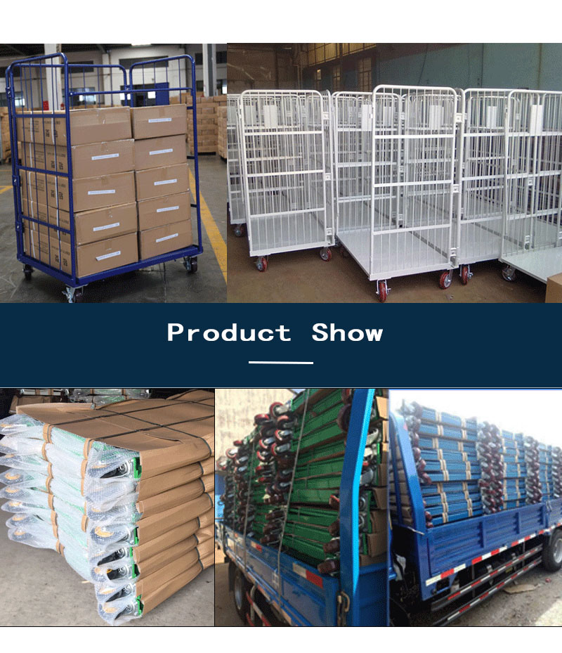 High Quality Warehouse Safety Supermarket Cargo Storage Steel Zinc Wire Mesh Roll Cage Pallet Trolley