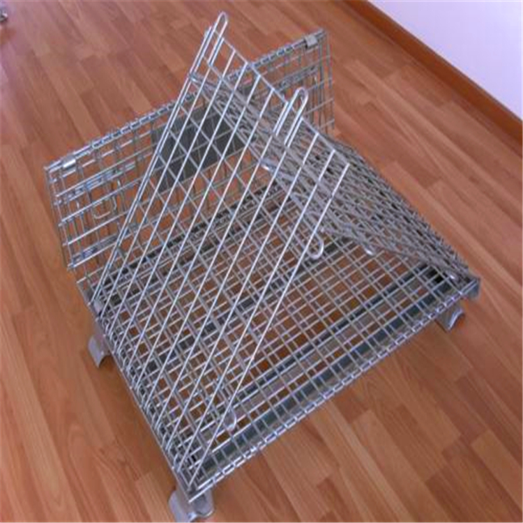 Industrial Foldable Stain Steel Pallet Box Collapsible Wire Mesh Container Stackable Metal Storage Cage For Warehouse