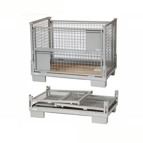 Industrial foldable storage heavy duty wire mesh container storage pallet cages