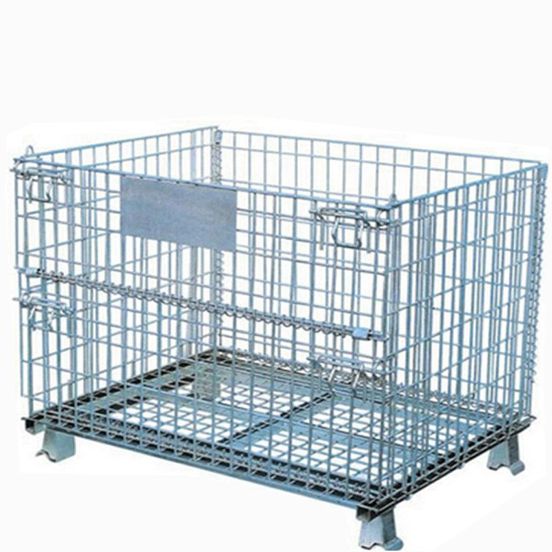 Chiina supplier Galvanize large folding collapsible wire metal mesh lid roll container for storage
