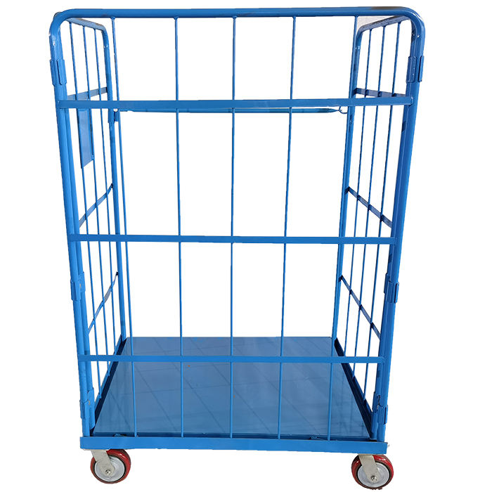 2/3/4 Sides Foldable Rolling Trolley Cage Wire Mesh Roll Container For ...