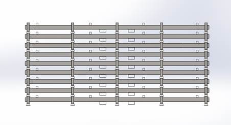 A schematic showing multiple Derack units stacked safely on top of each other.