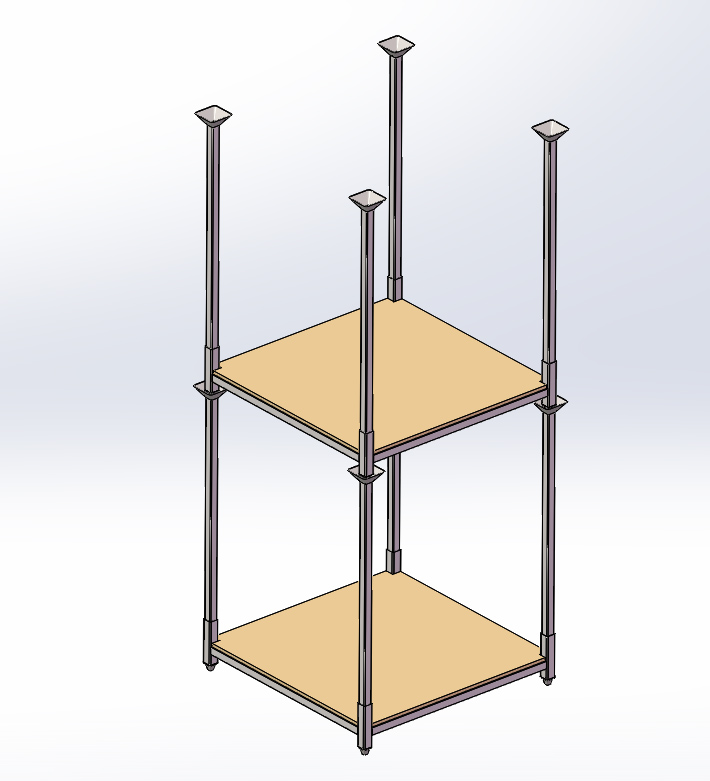 Plywood decking on a portable stacking pallet rack for tire support