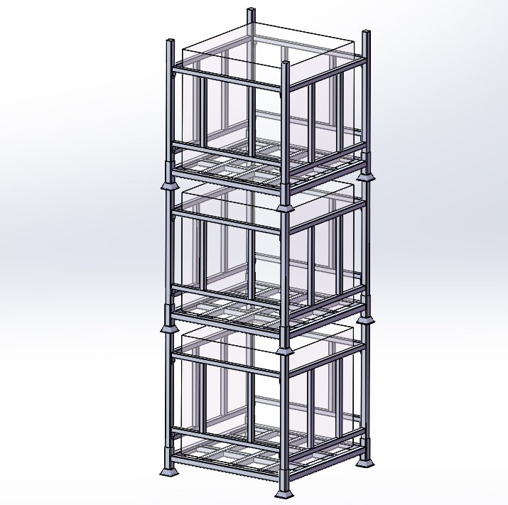 Diagram showing the strength and load capacity of the stacking post pallet.