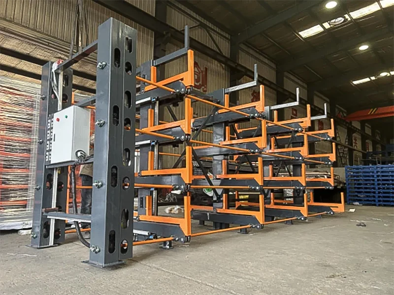 Heavy-duty telescopic cantilever rack system for steel service center