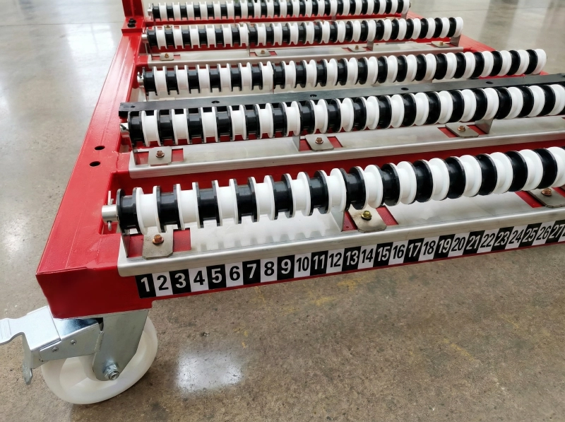 Numbered slots on glass sorting rack for precise IGU pairing