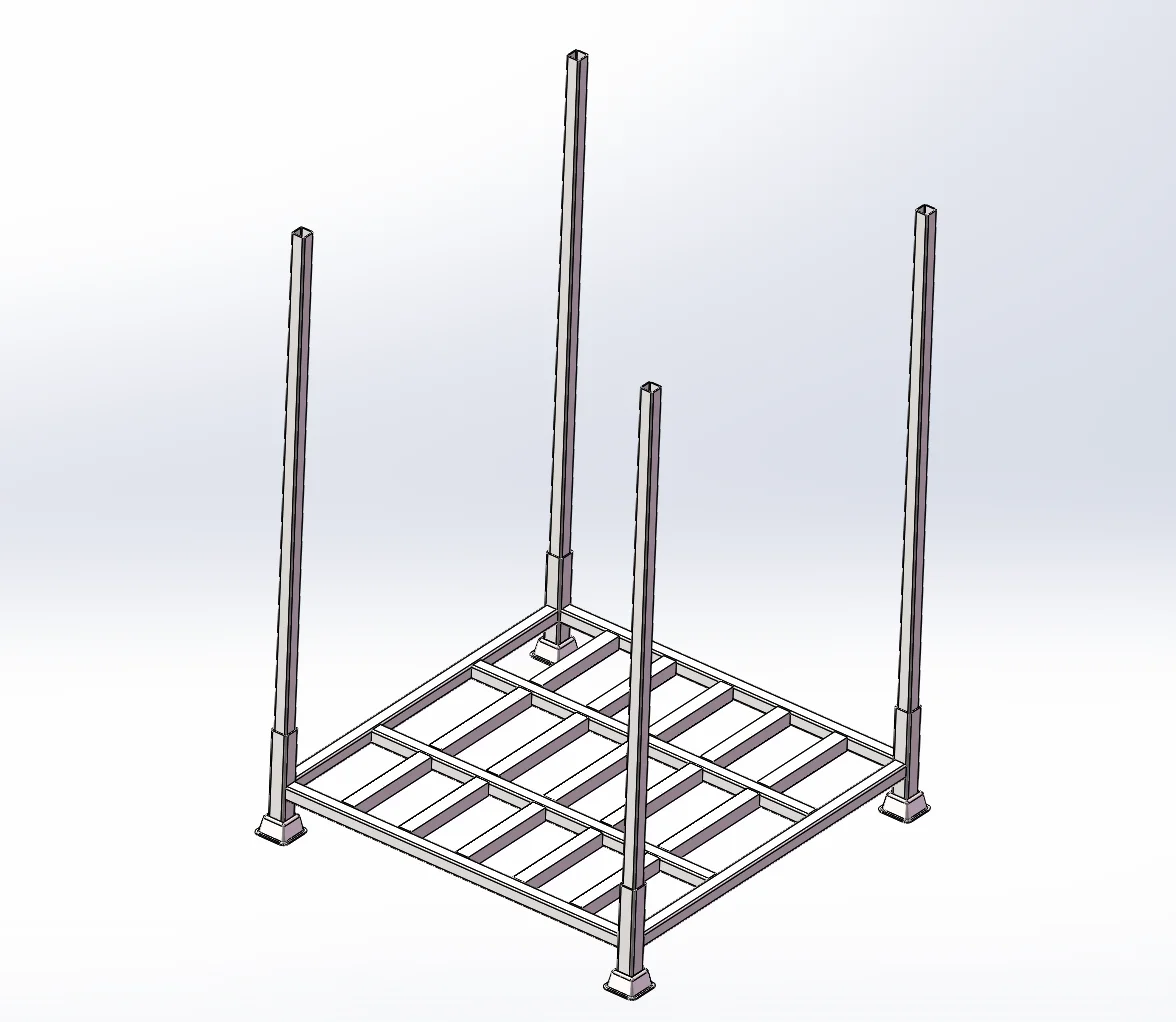Heavy-duty Derack steel stack rack frames stacked in a warehouse column for high-density storage