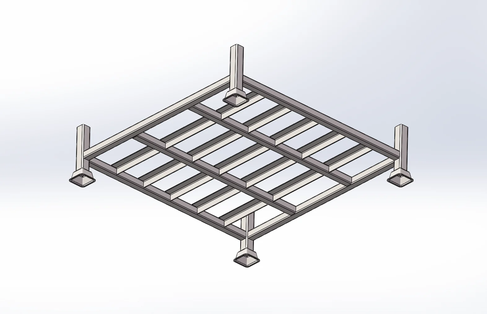 Modular Derack stack rack bay with beam-to-post locking for tool-free assembly