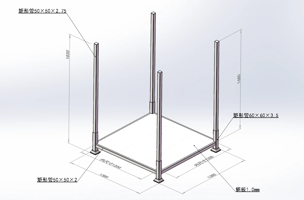 Vista en sección transversal de dos racks derack entrelazados en una pila estable que muestra la transferencia de carga