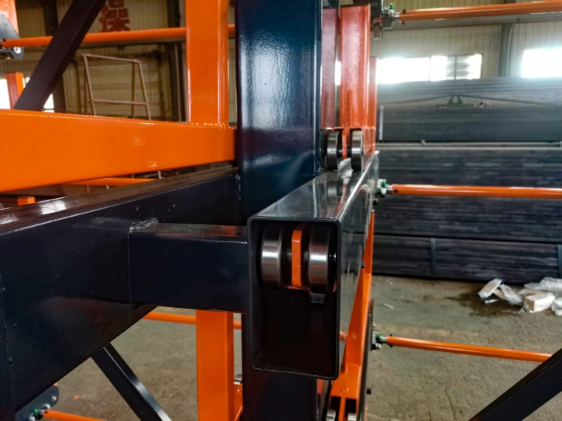 Telescopic cantilever rack roller guide detail with Q235 steel rectangular beam