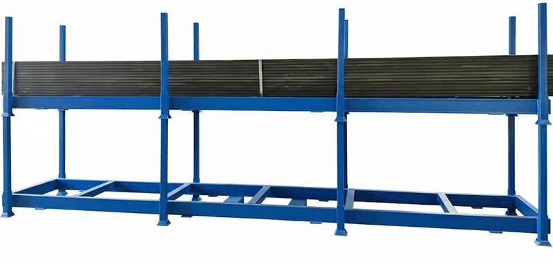 Annotated blue stackable rack structural diagram