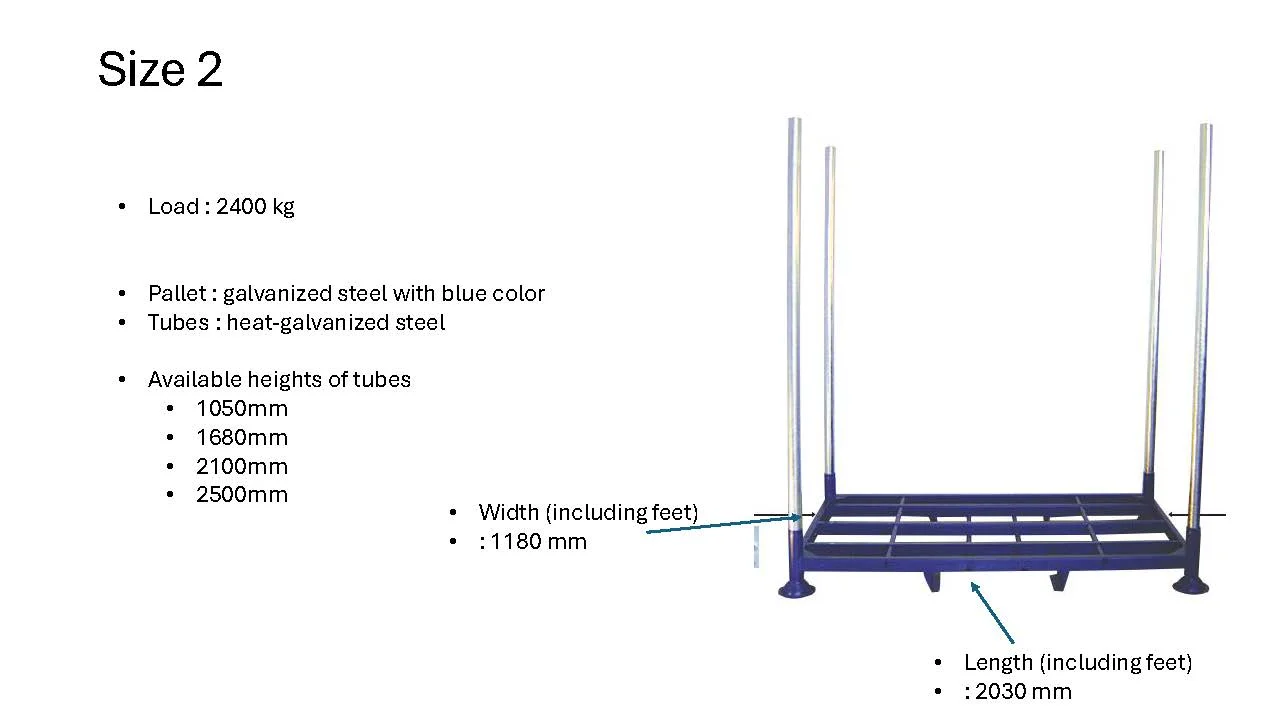 CAD render of nested industrial stacking racks showing 2,470 mm stacked height