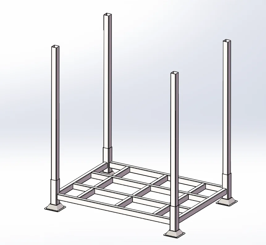 Dimensioned CAD drawing of Size 2 industrial stacking rack with 2,030 mm length