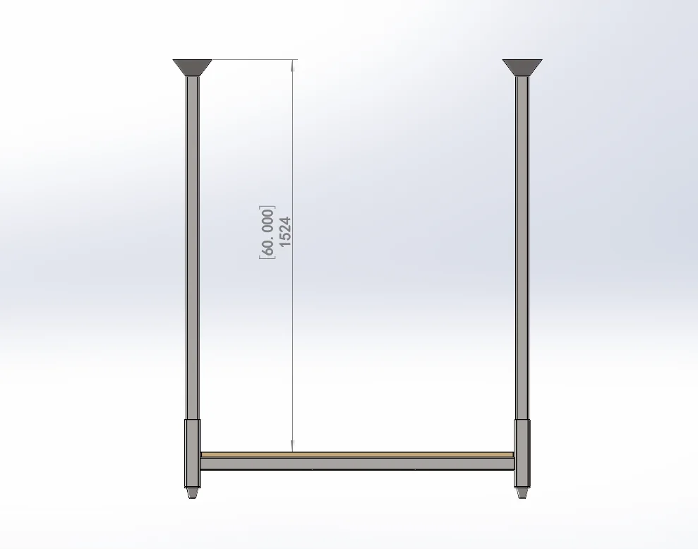 Side elevation of pallet stillage with 1,524 mm post height