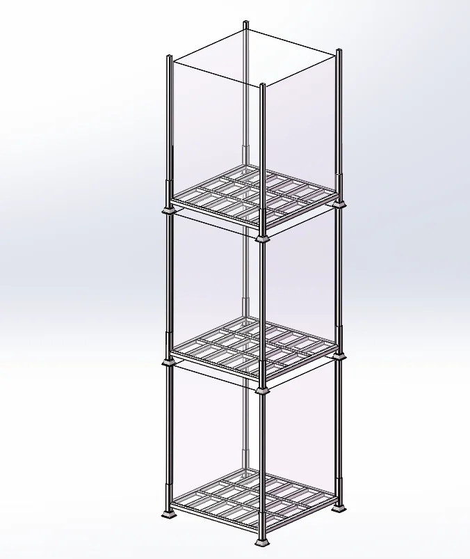 Seitenansichtszeichnung einer Stehstreben-Paletten-Stillage mit einer Gesamthöhe von 1600 mm