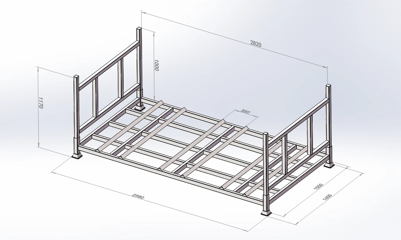 Single-post base rack with an open frame ready for pallet loading