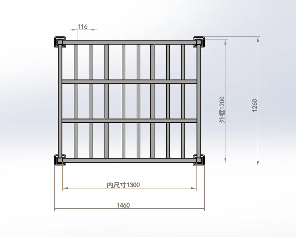 Galvanized derack rack frame with corner posts ready for a five-high warehouse stack