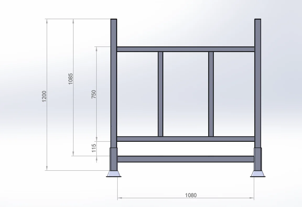 Close-up of stack rack foot and post weld