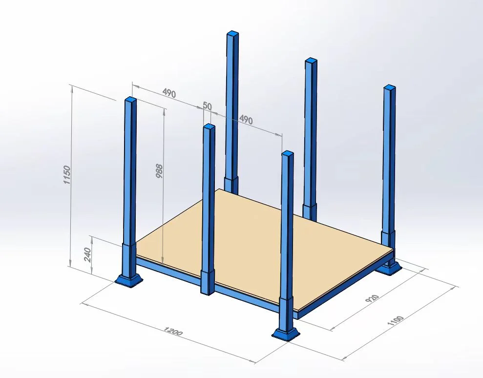 Material rack column organised by part family