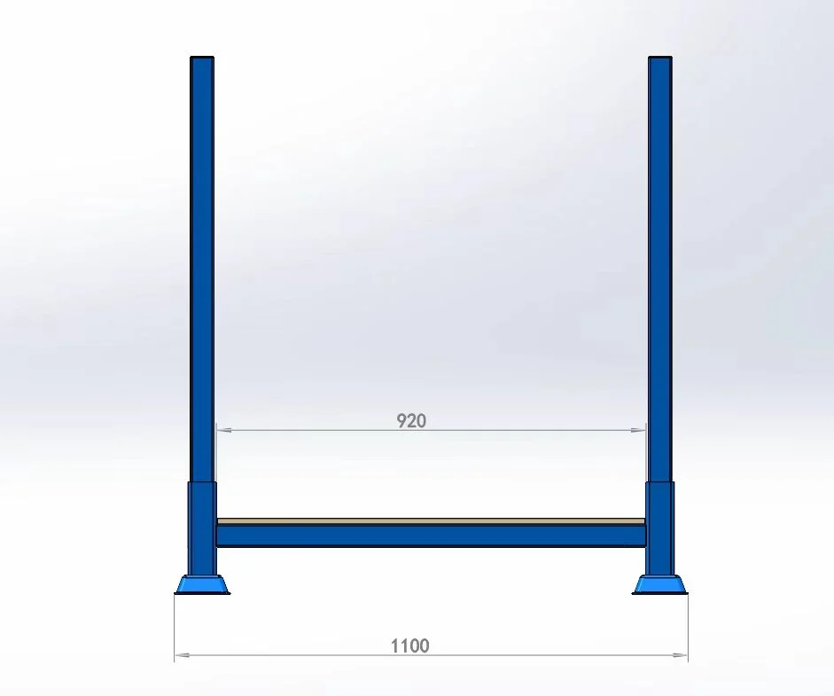 Welded rack frame and shelf detail
