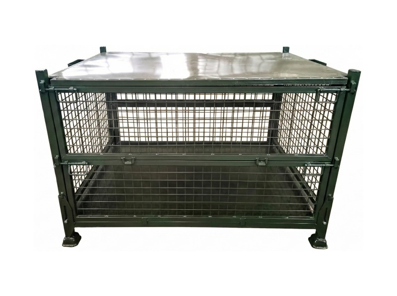 Heavy-duty grey wire container with secure metal lid