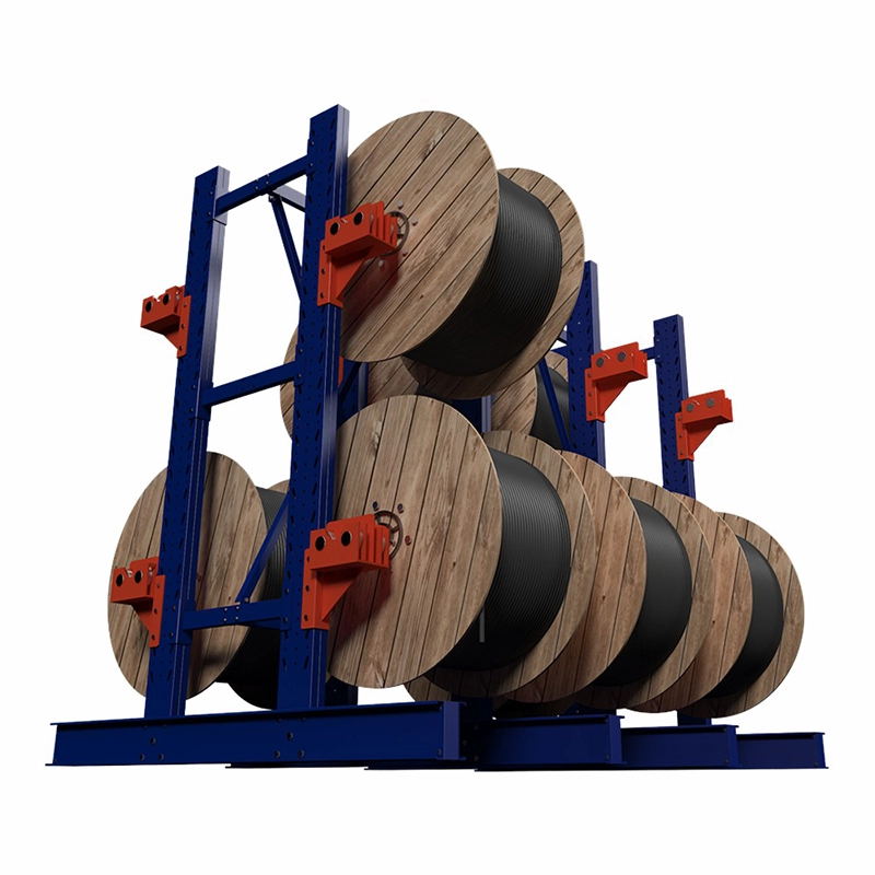 3D render of rack loaded with large cable reels