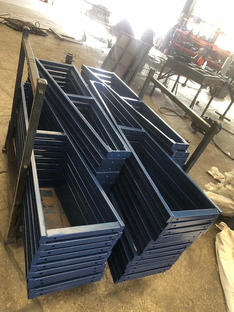 Blue double-sided A-frame glass rack with casters, top beam, limit rod, and rubber padding