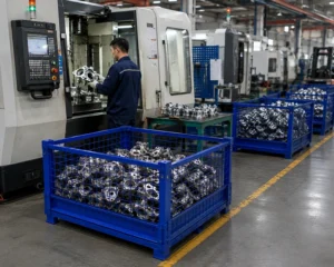 Why Use a Foldable Steel Pallet for Machining WIP Staging Instead of Open Pallets?