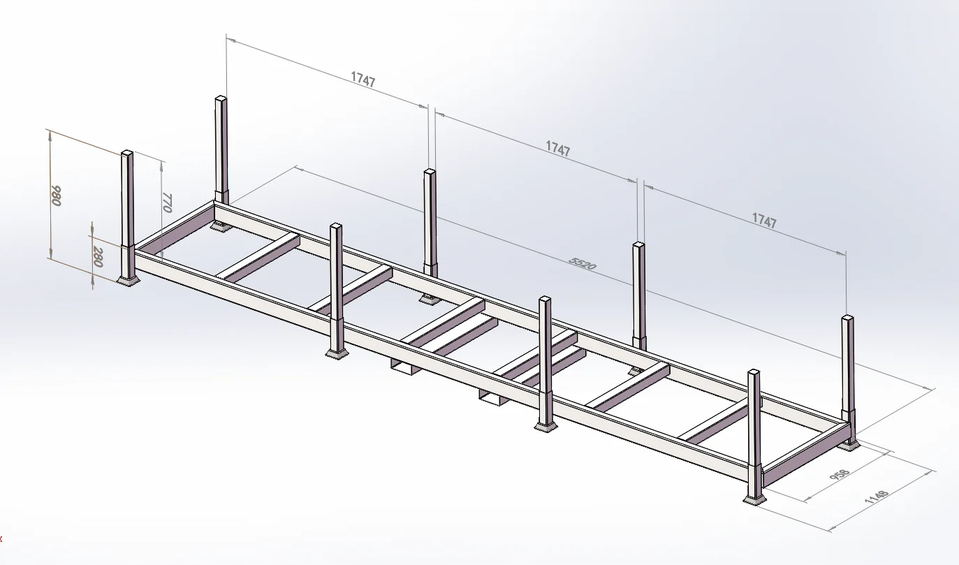 Stacked Derack post pallets showing multiple loaded levels in a warehouse aisle