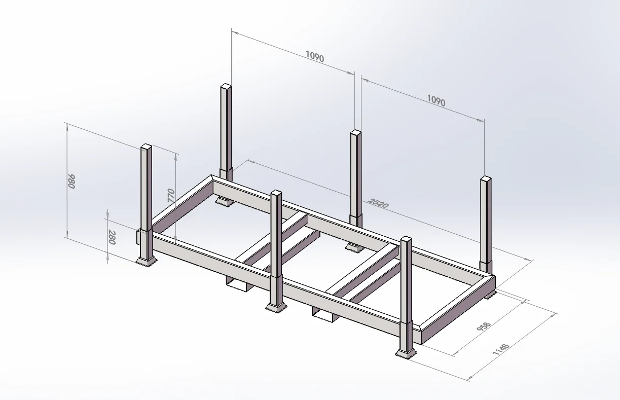 Forklift handling Derack post pallets for whole-rack movement in a loop operation