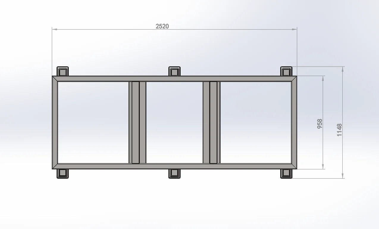 Derack post pallet configuration showing posts and base ready for nesting