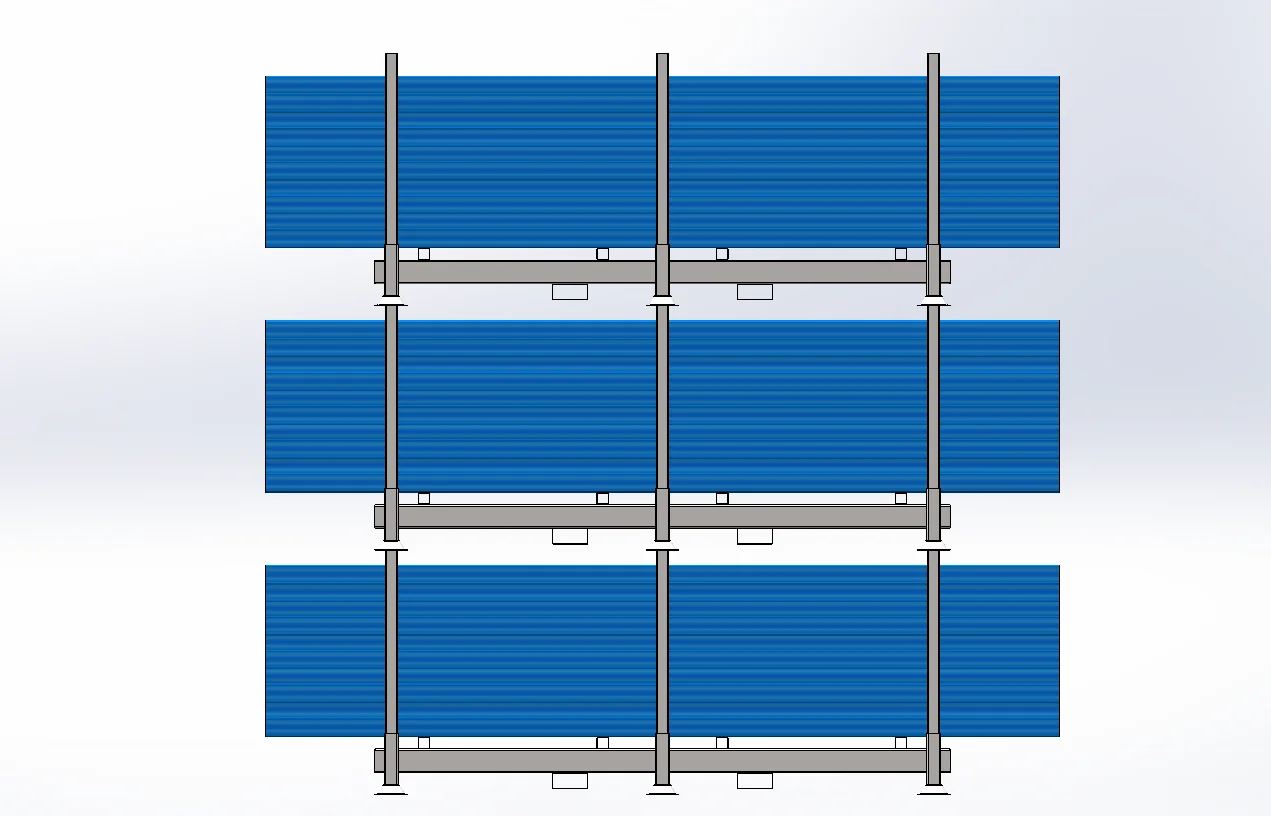 Derack post pallet detail showing post and base joint