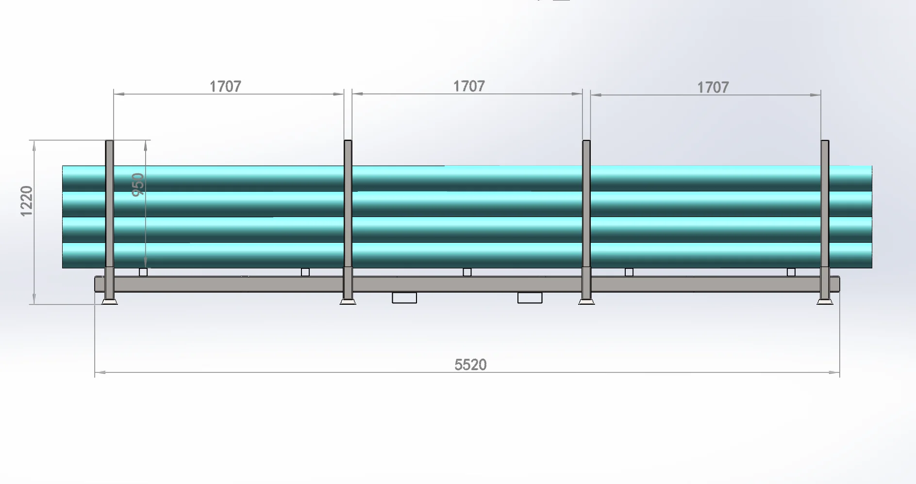 Derack open grid base detail, showing the through-airflow steel mesh of a post pallet