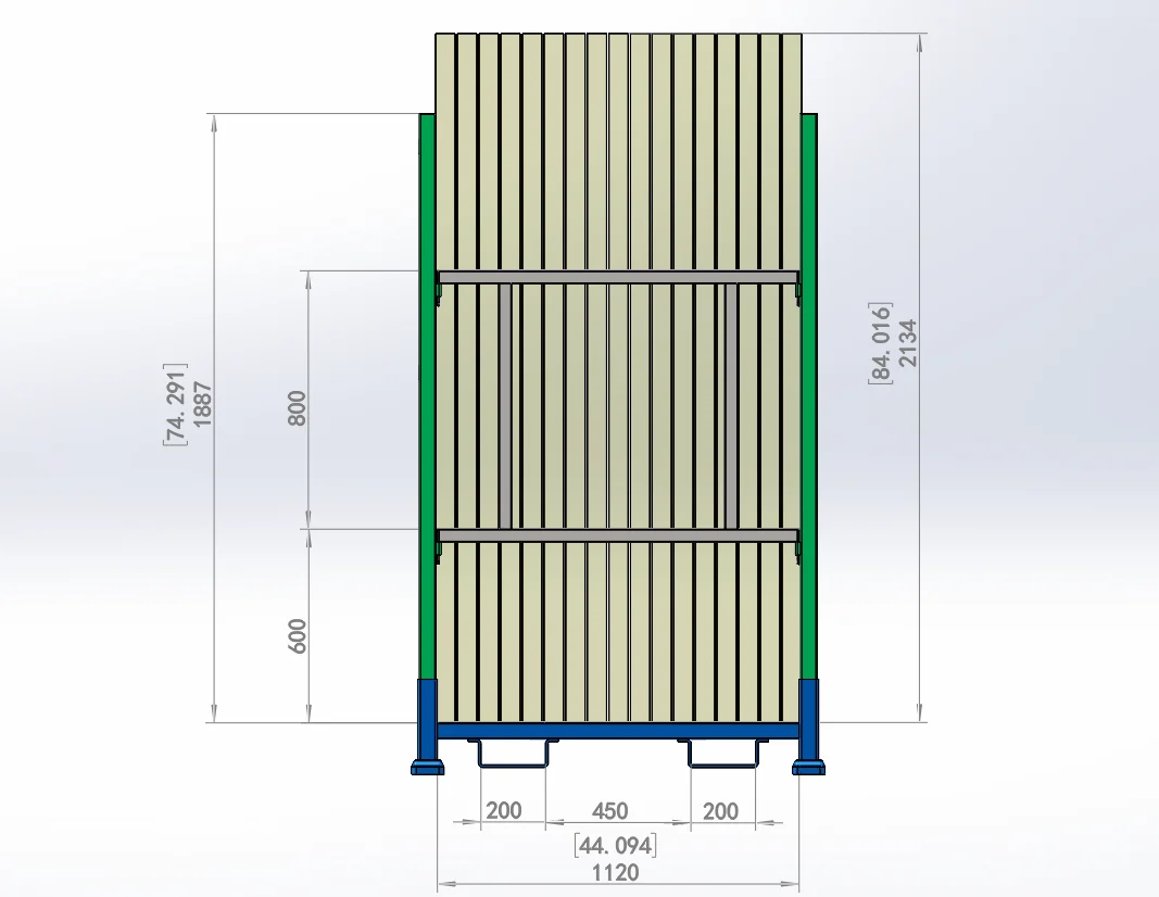 Side-protected or boxed-material setup