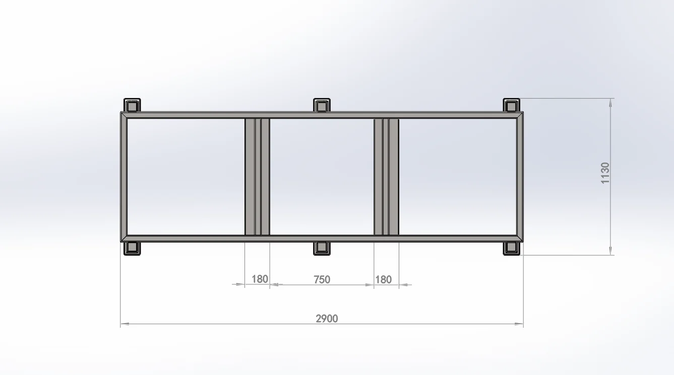 Rigid steel base supporting a single row of tires