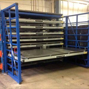 Roll out rack plate glass storage racks