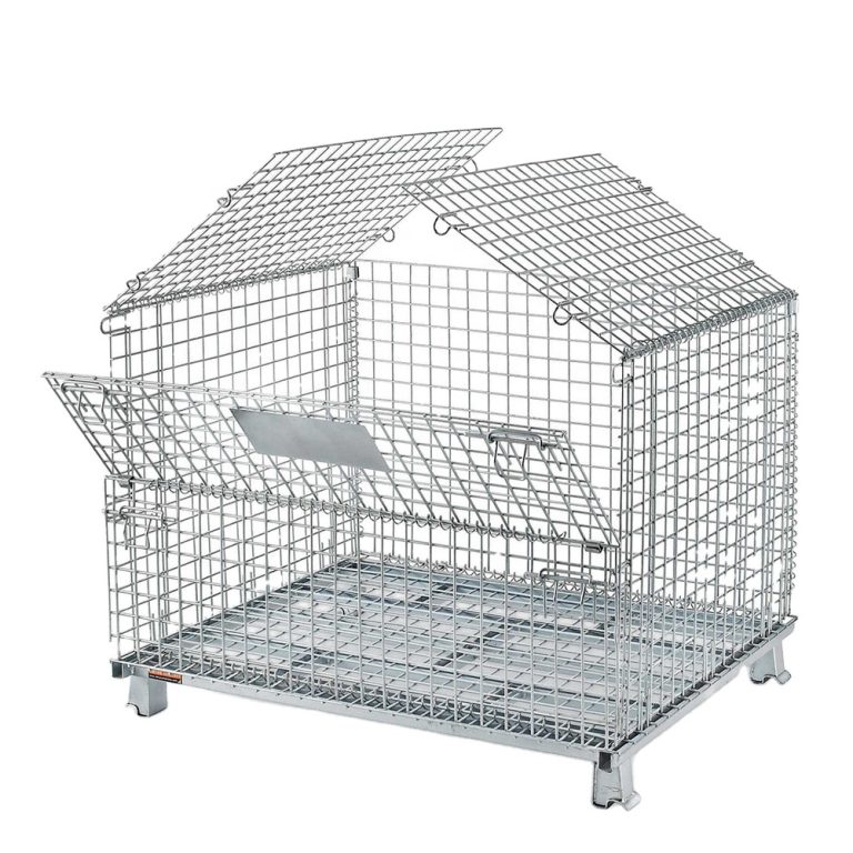 Steel Mesh Container Steel Pallet Cage Wire Storage Cage with Rollers