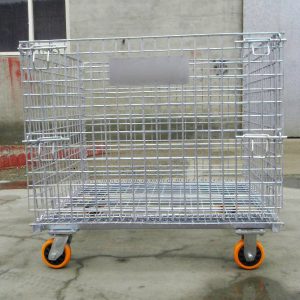 Foldable Stain Steel Pallet Box Collapsible Wire Mesh Container Stackable Metal Storage Cage For Warehouse
