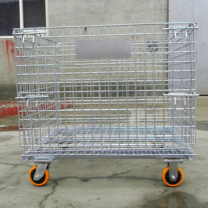 Foldable Stain Steel Pallet Box Collapsible Wire Mesh Container Stackable Metal Storage Cage For Warehouse